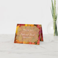 Fall Leaves Gold Foil Wedding THANK YOU