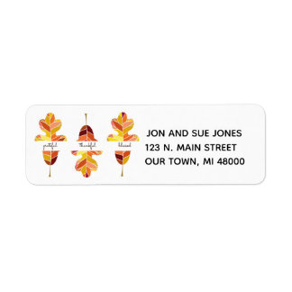 Fall Leaves Grateful Thankful Blessed Custom Label