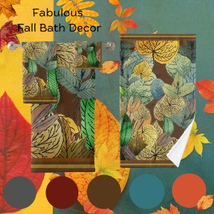 Fall Leaves Green, Brown, Rust, Chocolate Brown Bath Towel Set