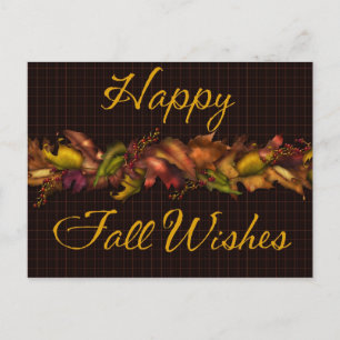 Fall Leaves Happy Fall Wishes Postcard