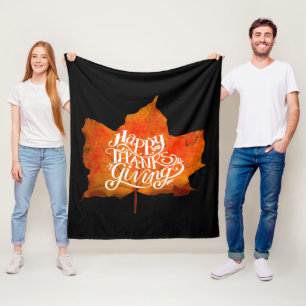FALL LEAVES HAPPY THANKSGIVING DAY FLEECE BLANKET