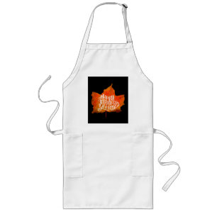 FALL LEAVES  HAPPY THANKSGIVING DAY LONG APRON