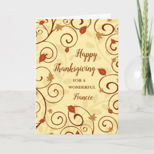 Fall Leaves Happy Thanksgiving Fiancée Holiday Card