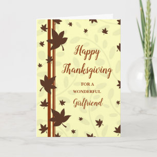 Fall Leaves Happy Thanksgiving Girlfriend Holiday Card