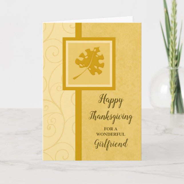 Fall Leaves Happy Thanksgiving Girlfriend Holiday Card (Front)