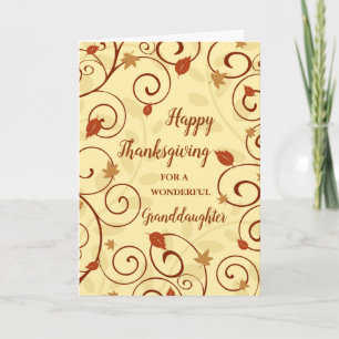 Fall Leaves Happy Thanksgiving Granddaughter Holiday Card