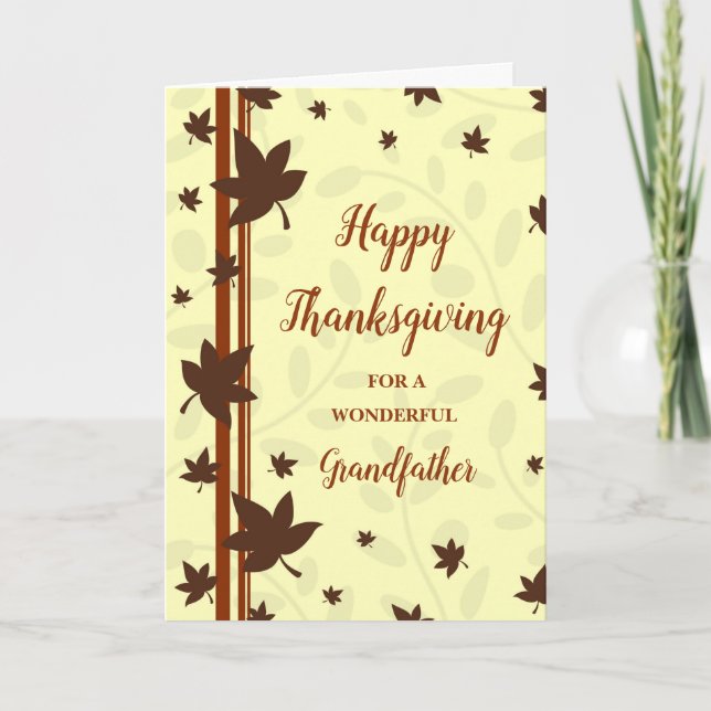 Fall Leaves Happy Thanksgiving Grandfather Holiday Card (Front)