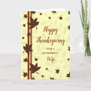 Fall Leaves Happy Thanksgiving Wife Holiday Card