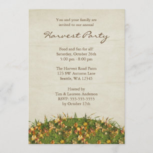 Fall Leaves Harvest Party Invitations