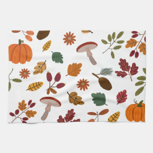 Fall Leaves & Harvest Pattern Kitchen Towels