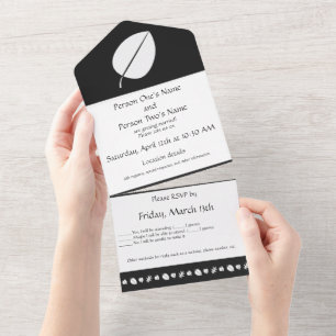 Fall Leaves in Black All In One Invitation