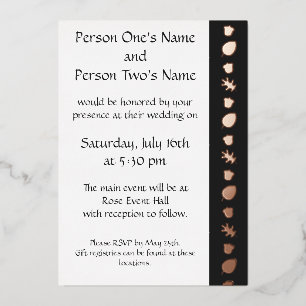 Fall Leaves in Black Foil Invitation