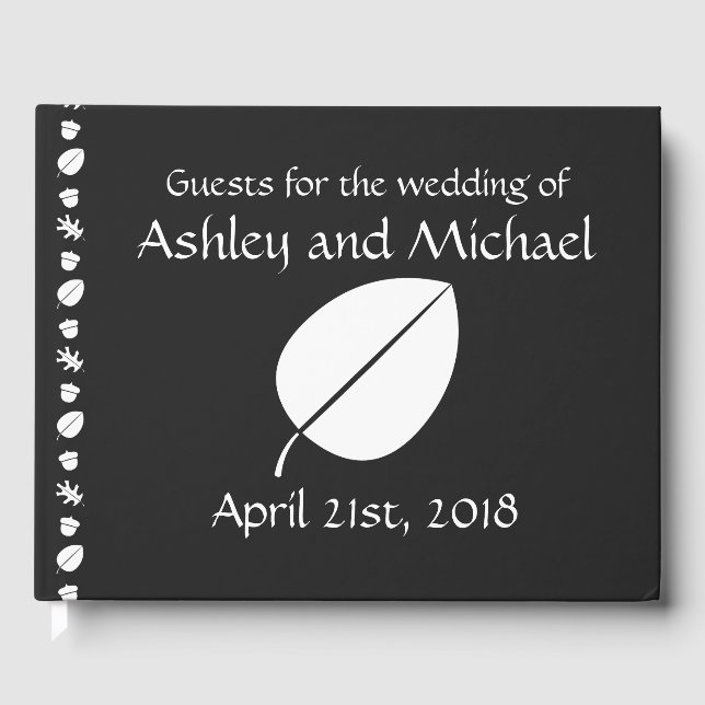 Fall Leaves in Black Guest Book (Front)