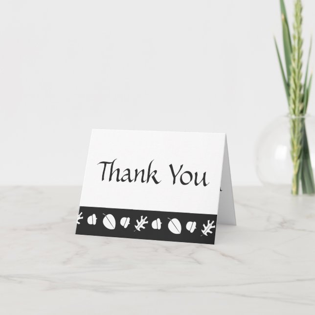 Fall Leaves in Black Thank You Card (Front)