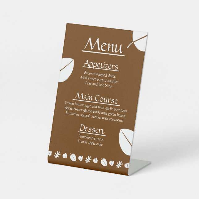 Fall Leaves in Chocolate Pedestal Sign (Front)