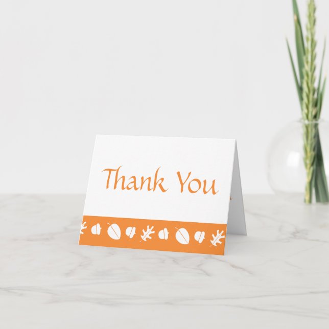Fall Leaves in Orange Thank You Card (Front)