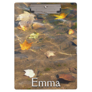 Fall Leaves in Pond Water Nature Photography Clipboard