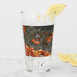 Fall Leaves in Waterfall I Autumn Photography Glass