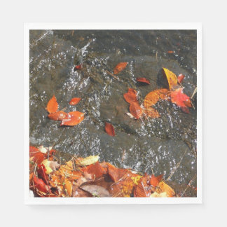 Fall Leaves in Waterfall I Autumn Photography Napkin