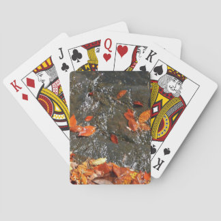 Fall Leaves in Waterfall I Autumn Photography Playing Cards
