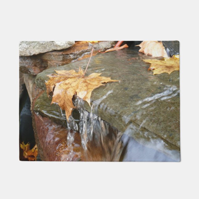 Fall Leaves in Waterfall II Autumn Photography Doormat (Front)