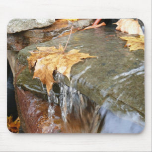 Fall Leaves in Waterfall II Autumn Photography Mouse Pad