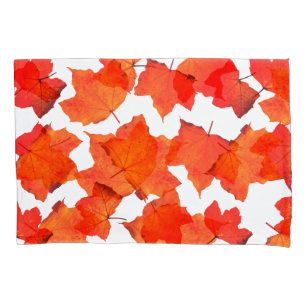 Fall Leaves Maple Tree Foliage Orange White Unique Pillowcase