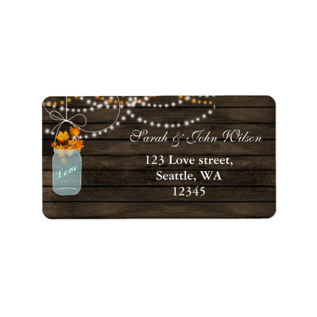 fall leaves mason jar address label (Front)