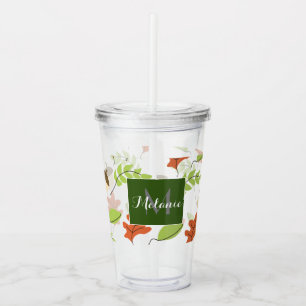 Fall Leaves Monogram Custom Acrylic Tumbler