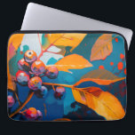 Fall leaves oil painted. Abstract autumn foliage Laptop Sleeve<br><div class="desc">Fall leaves and rowan berry laptop sleeve. Abstract modern autumn nature oil painted art in blue yellow orange colours.</div>