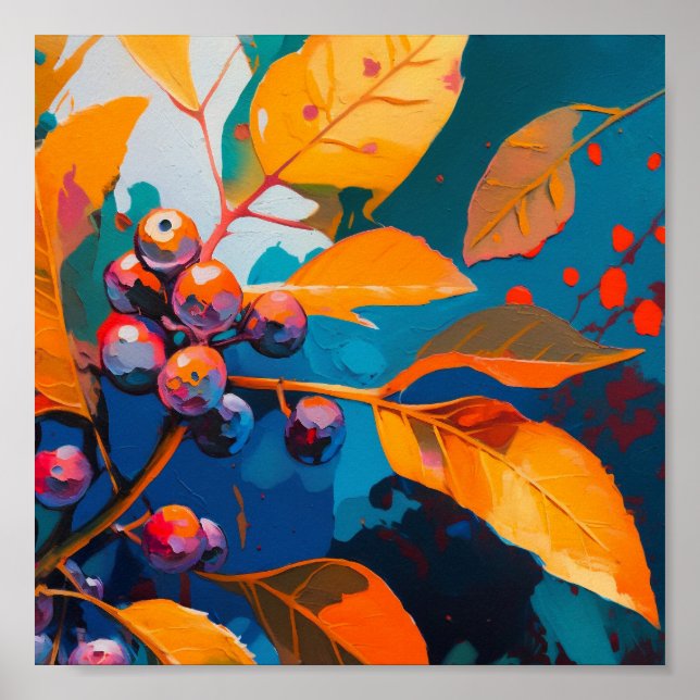 Fall leaves oil painted. Abstract autumn foliage  Poster (Front)