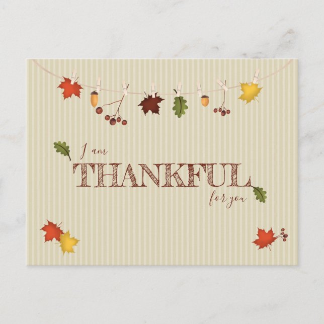 Fall Leaves on Clothesline Postcard (Front)