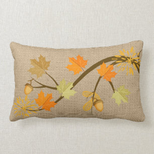 Fall Leaves on faux Burlap Pillow