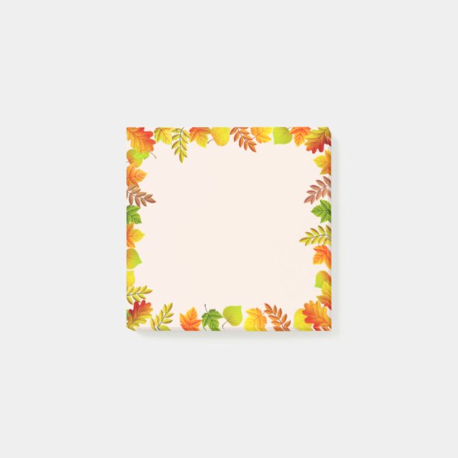 Fall Leaves on Light Beige Post-it Notes (Front)