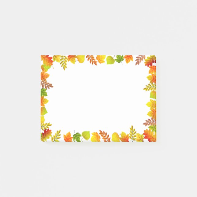 Fall Leaves on White Post-it Notes (Front)