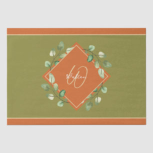 Fall Leaves Orange and Green Monogrammed Tissue Paper