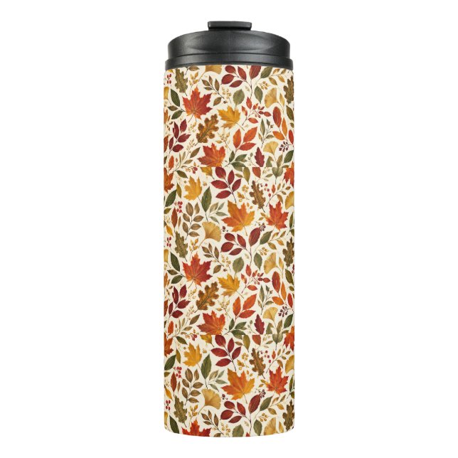 Fall Leaves Pattern Thermal Tumbler (Front)