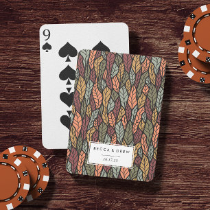 Fall Leaves Pattern Wedding Favour Playing Cards