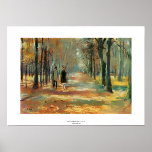 Fall leaves peaceful walk colourful landscape art poster