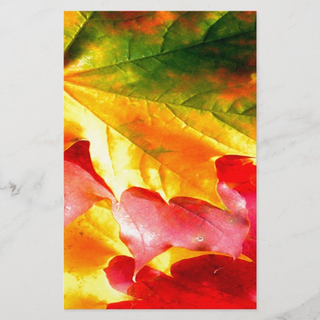 Fall Leaves Personalise it Yellow, Red, Green, Stationery (Front)