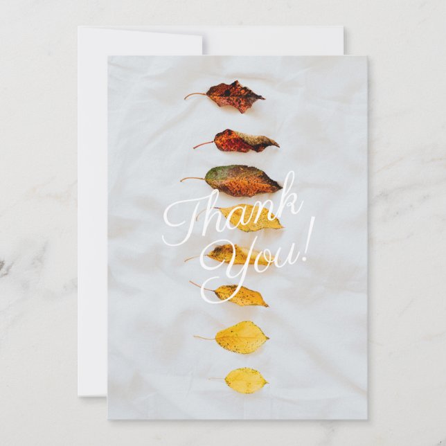 Fall Leaves, Personalise Message & Name Thank You Card (Front)