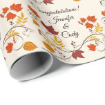 Fall Leaves Personalise  Names Wedding Gift Wrapping Paper<br><div class="desc">Fall Leaves Personalise Names Wedding Gift Wrapping Paper</div>