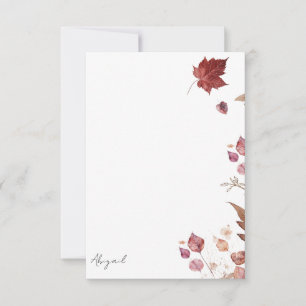 Fall Leaves Personalised Blank Thank You Card