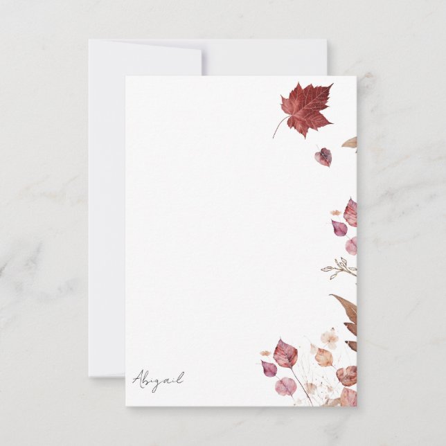 Fall Leaves Personalised Blank Thank You Card (Front)