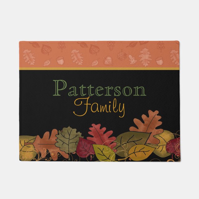 Fall Leaves Personalised Door Mat (Front)