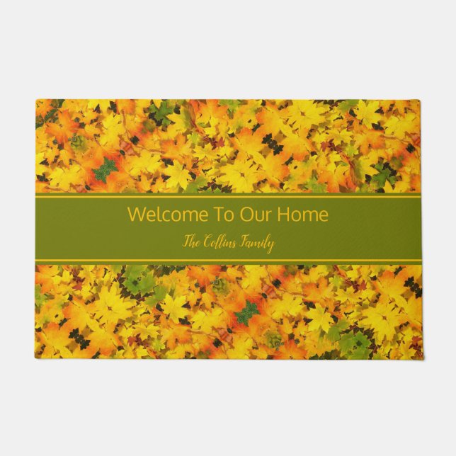Fall Leaves Personalised Doormat (Front)