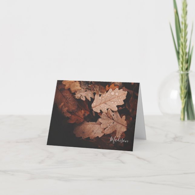 Fall Leaves Personalised Note Card (Front)