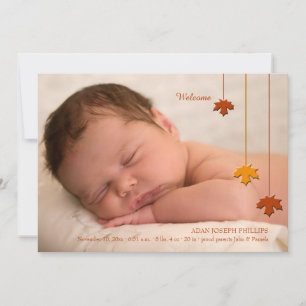 Fall Leaves Photo Birth Announcement