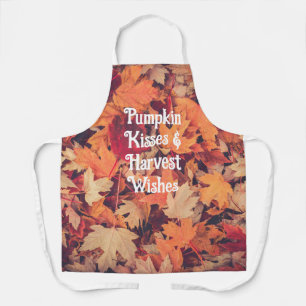 Fall Leaves Pumpkin Kisses & Harvest Wishes  Apron