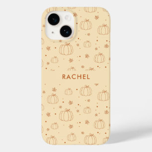 Fall Leaves & Pumpkin Pattern Personalized Case-Mate iPhone 14 Case